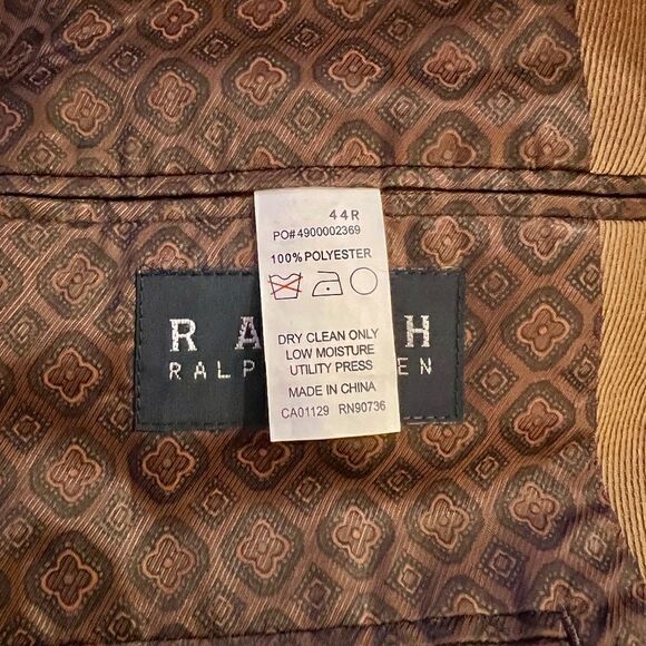 NWOT Men's Ralph Lauren Classic Blazer Camel Microfiber Corduroy Size 44R - Picture 5 of 5